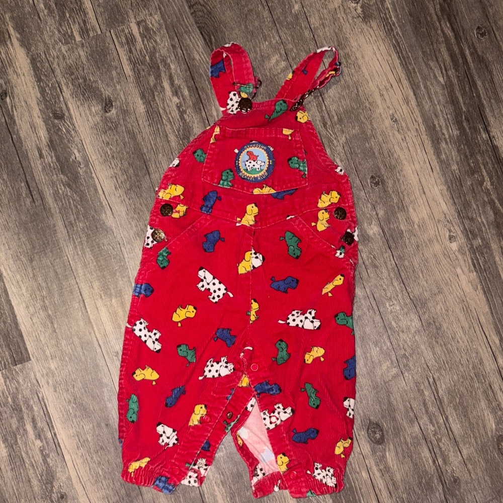 Vintage Oshkosh Bgosh' Kennel Klub Dog Corduroy Overalls Toddler Size 12 Months